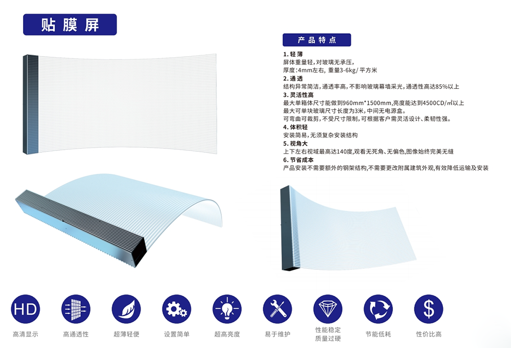 LED贴膜屏 高清显示 超薄轻盈(图1)